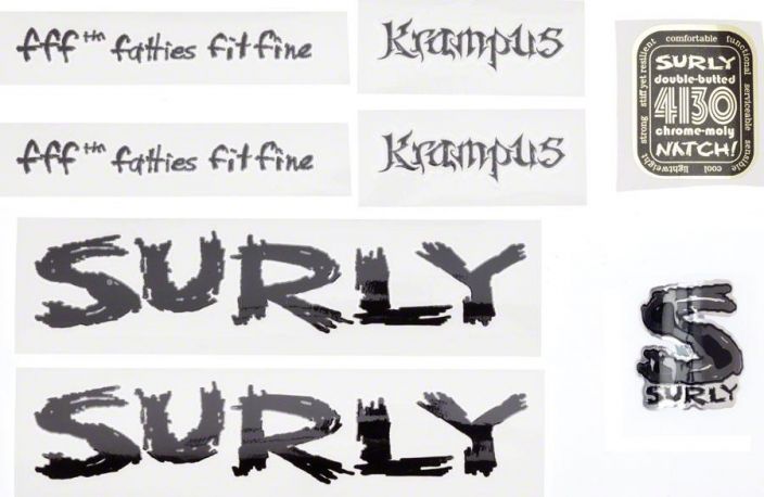Surly Krampus Frame Decal Set with Headbadge Black Runkotarrasarja Surly Krampus