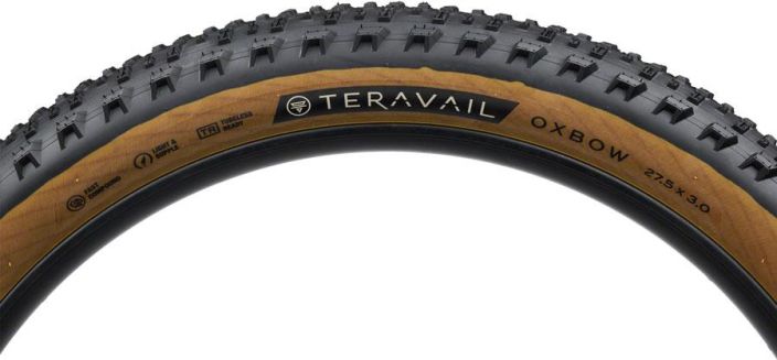 Teravail Oxbow 27.5x3.0 Tubeless Folding Tan Light and Supple Oxbow is a plus-sized tire that increases ground clearance,