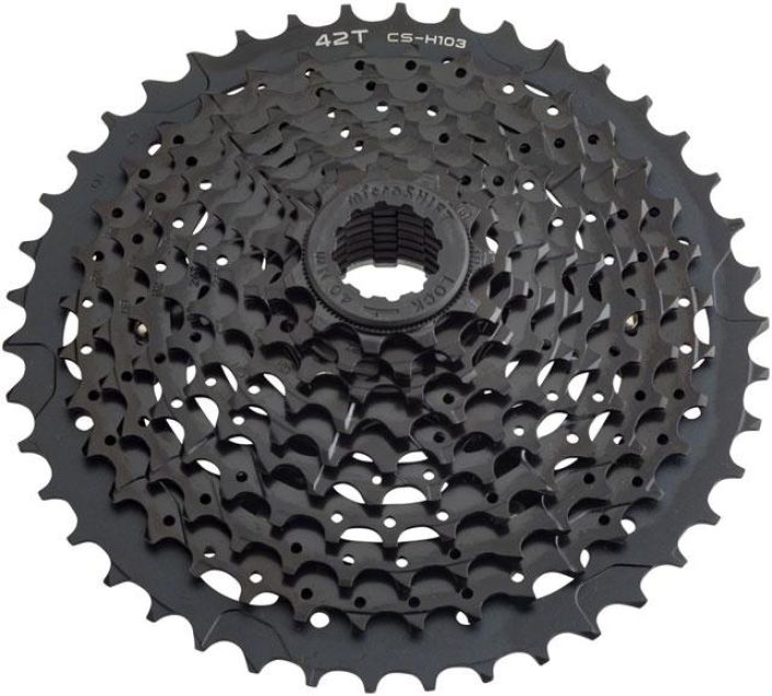 Microshift 11-42T ED Black 10sp 10-vaihteinen pakka. Sram/Shimano 11-42 500gr 11-13-15-18-21-24-28-32-36-42