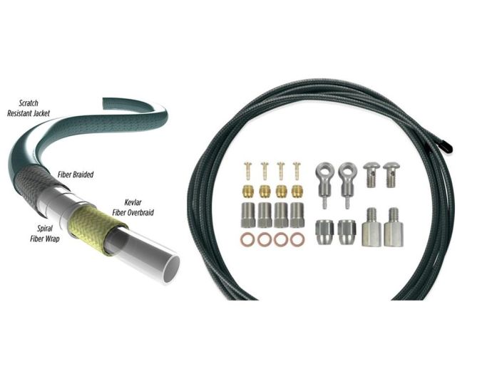 XLC Hydraulic line kit BR-X64 Black Hydraulisen levyjarrun letkusarja. Useimmat yleiskiinnikkeeet mukana. Pituus: 2500mm