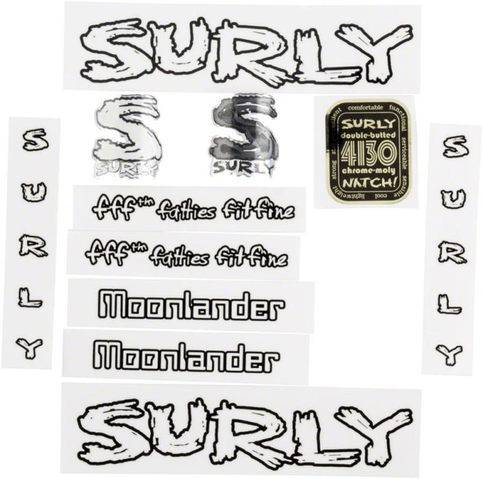 Surly Moonlander Decal Set with Headbadge Transparent Runkotarrasarja Surly Moonlander