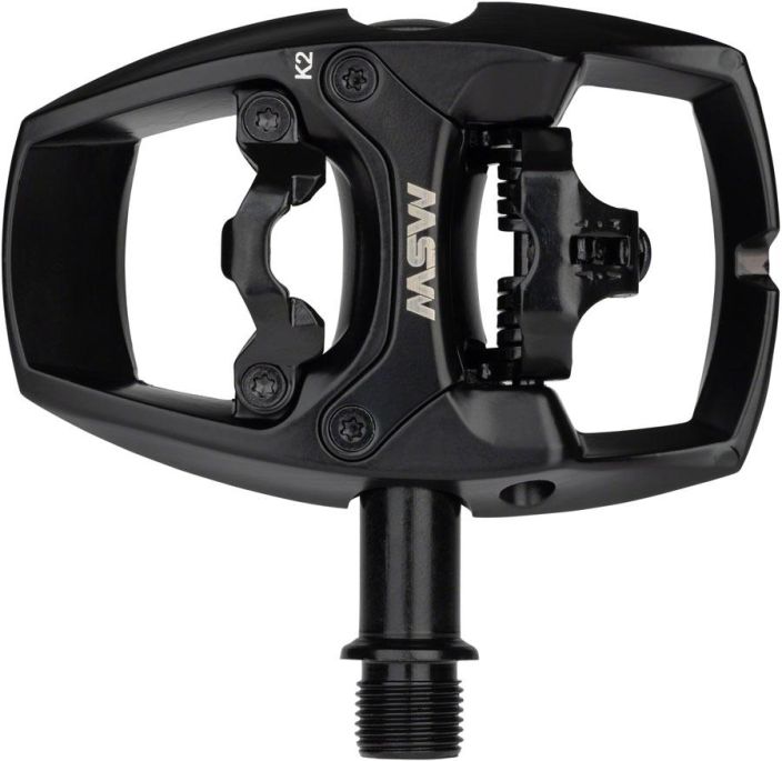 MSW Flip I Pedals - Single Side Clipless with Platform, Aluminum, 9/16&quot;, Intense Black There’s no need to choose between