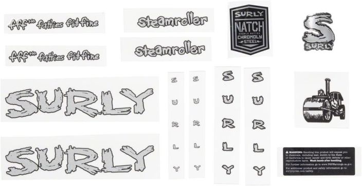 Surly Steamroller Decal Set - Silver Runkotarrasarja Midnight Special Valkoinen