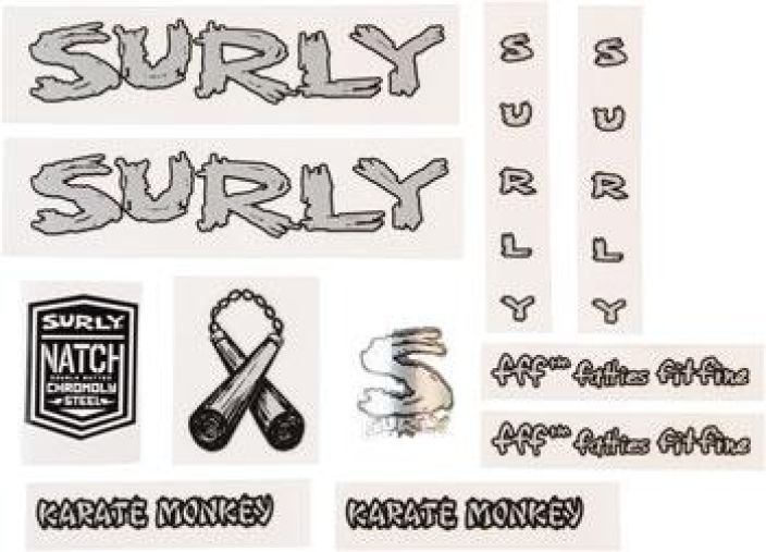 Surly Karate Monkey Decal Set - Metallic Silver