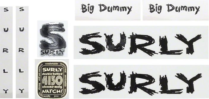 Surly Big Dummy Frame Decal Set with Headbadge Black Runkotarrasarja Surly Big Dummy