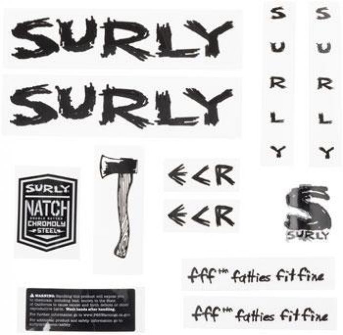Surly ECR Frame Decal Set - Black, with Axe Runkotarrasarja ECR, musta