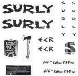 Surly Surly ECR Frame Decal Set - Black, with Axe 