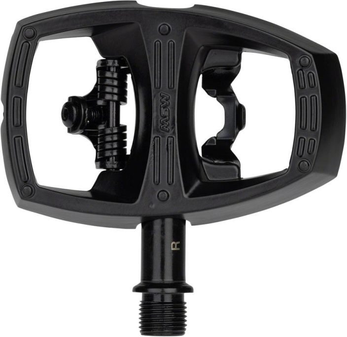 MSW Flip I Pedals - Single Side Clipless with Platform, Aluminum, 9/16&quot;, Intense Black There’s no need to choose between