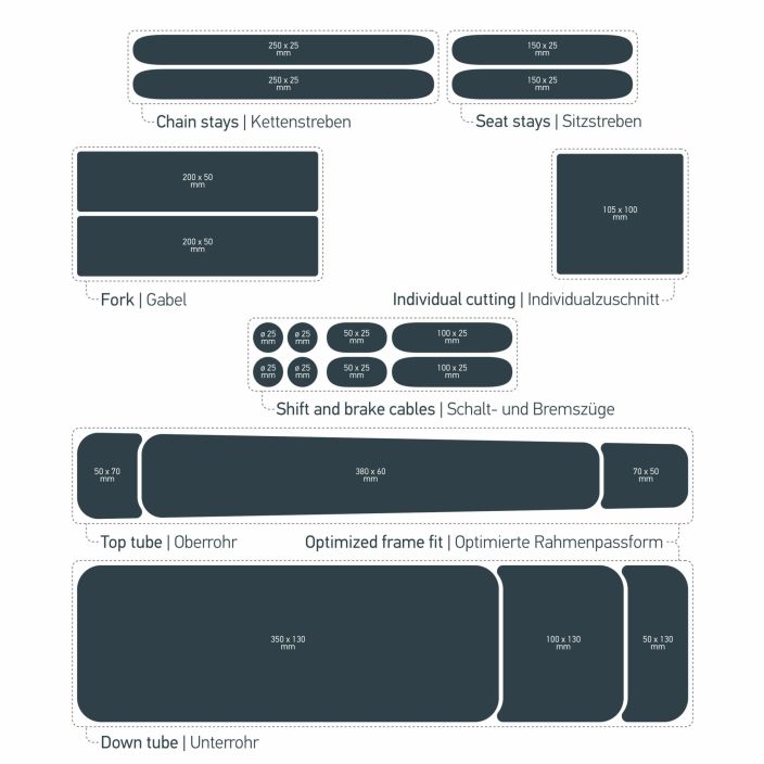 Luxshield Universal Kit rungon suoja tarrat E-Bike Transparent Glossy tuotekuva 4 Luxshield Universal Kit rungon suoja tarrat E-Bike Transparent Glossy tuotekuva 4