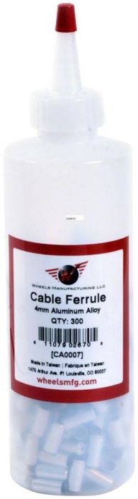 Wheels Manufacturing Cable Housing Ferrule - Alloy, 4mm, Bottle of 300 Vaihdevajerin kuoren paatyholkki. Alumiinia. 300kpl.