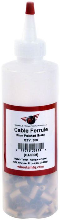 Wheels Manufacturing Cable Housing Ferrule - Brass, 5mm, Bottle of 300