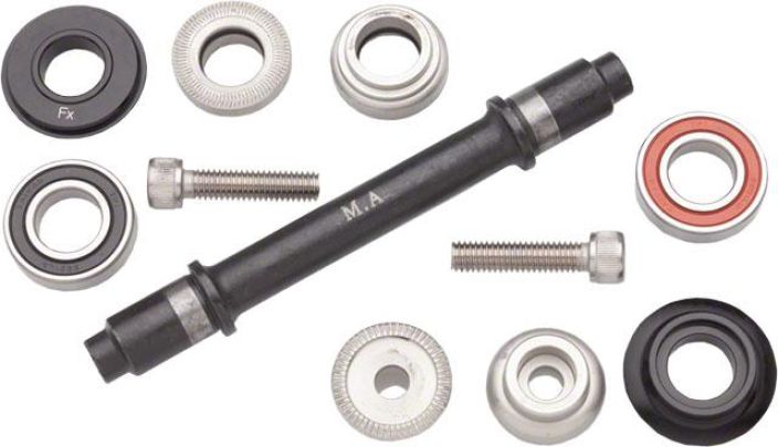 Surly Ultra New Hub Axle Kit for 100mm Front Black Akselikitti laakerien kanssa Surlyn New ja Ultra New -100mm napoihin.