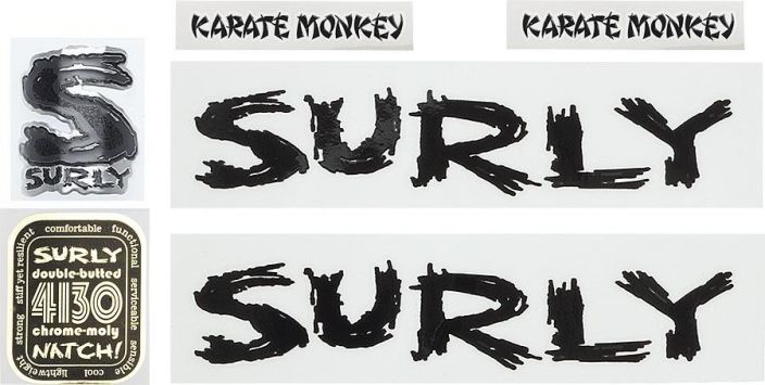 Surly Karate Monkey Frame Decal Set with Headbadge Black Runkotarrasarja Surly Karate Monkey