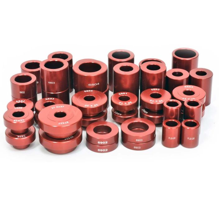 Wheels MFG Bearing Drift Set Essential Kit Keskiolaakerien asennus holkkisarja. This 7-piece adapter set is used to install