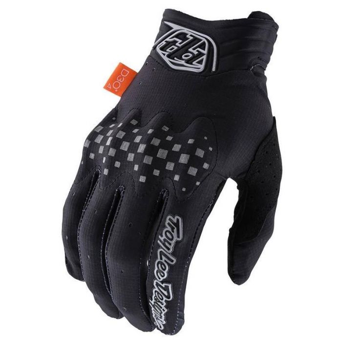 Troy Lee Designs Gambit Glove Black Kevyet ja hengittavat pitkat ajohanskat. Rystysvahvistus Silikoniprintit jarrusormissa