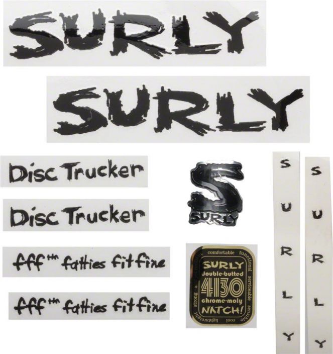 Surlyl Disc Trucker Decal Set with Headbadge Black Runkotarrasarja Surly Disc Trucker