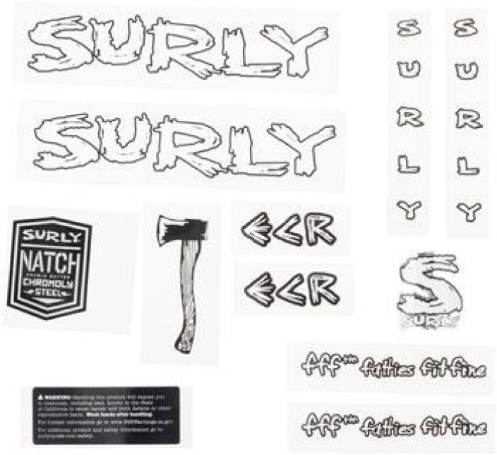 Surly ECR Frame Decal Set - White, with Axe Runkotarrasarja ECR, valkoinen