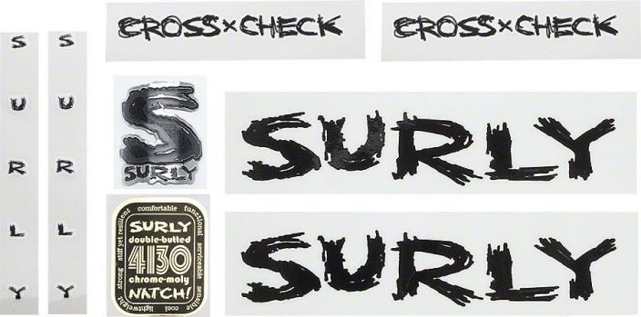 Surly Cross Check Frame Decal Set with Headbadge Black Runkotarrasarja Surly Cross Check