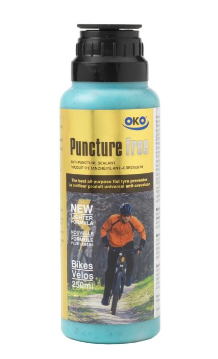 OKO Puncture Free Bike 250ml Paikkaneste sisarenkaisiin tai tubeless-konversioihin kun tarvitset tuhdimpaa paikka-ainetta.