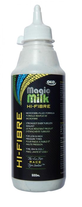 OKO Magic Milk 500ml Hi-Fibre Uusi Hi-Fibre -Tubeless-neste Synteettisen latexin ja kuitujen ansiosta paikkaa nopeammin ja