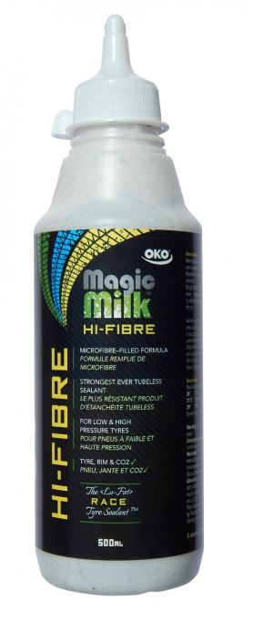 OKO Magic Milk 500ml Hi-Fibre Uusi Hi-Fibre -Tubeless-neste Synteettisen latexin ja kuitujen ansiosta paikkaa nopeammin ja
