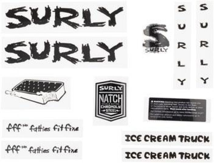 Surly Ice Cream Truck Frame Decal Set - Black Runkotarrasarja Ice Cream truck