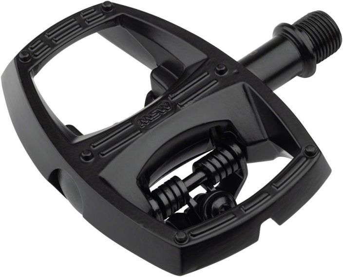MSW Flip I Pedals - Single Side Clipless with Platform, Aluminum, 9/16&quot;, Intense Black There’s no need to choose between