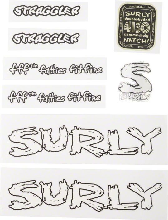 Surly Straggler Frame Decal Set White Runkotarrasarja Surly Straggler