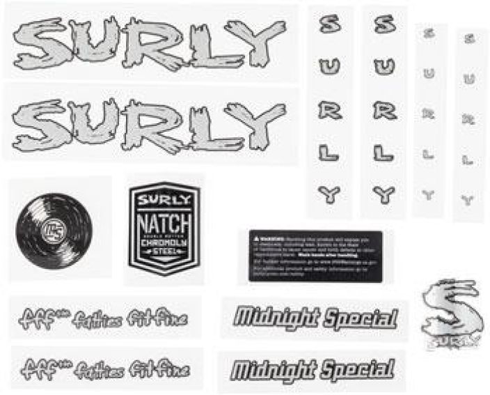 Surly Midnight Special Frame Decal Set - Silver Runkotarrasarja Midnight Special Hopea