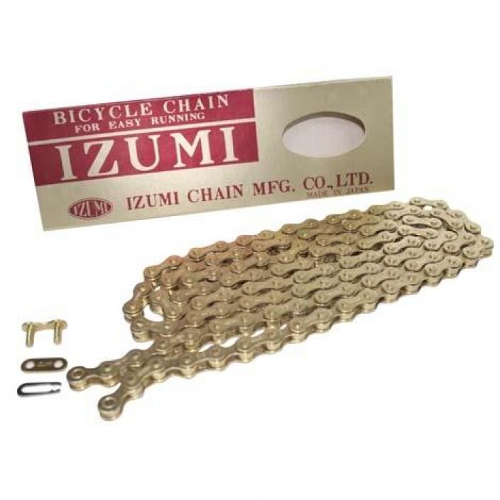 Izumi Track Chain Gold Made in Japan. Laadukas ja vahva ketju radalle, fixiin tai bmx:aan. 1/2×1/8&quot; 116 lenkkia Kulta