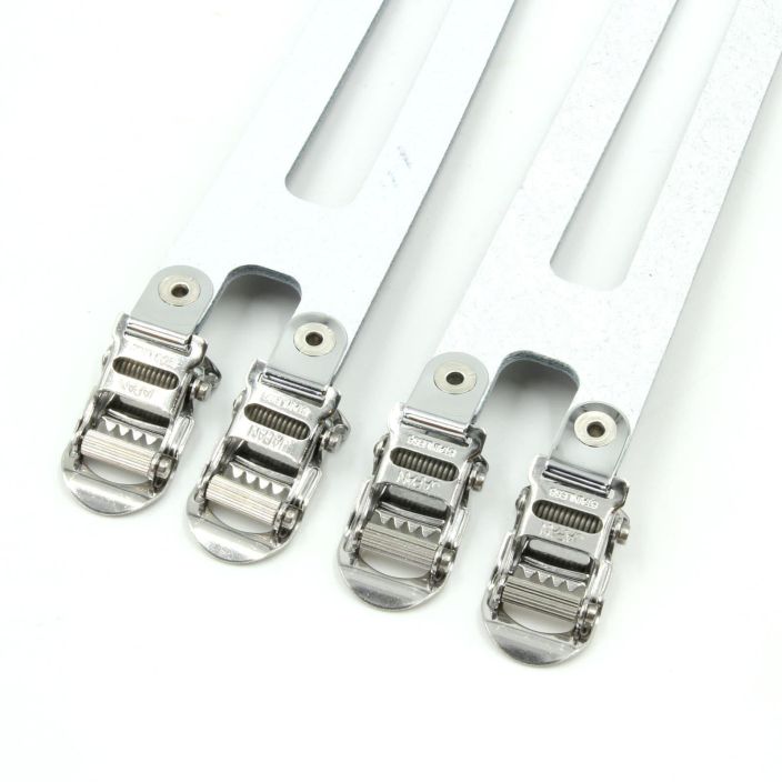 MKS Toe Straps Fit-A Spirits 2-Buckle White Nahkainen tuplaremmi varvaskoukkuihin. Mitta: 400×40.5mm/12.5mm