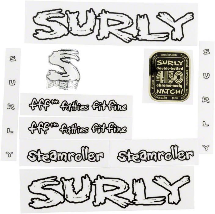 Surly Steamroller Frame Decal Set with Headbadge White Runkotarrasarja Surly Cross Check
