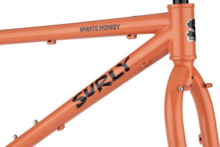 Surly Karate Monkey Frameset - 27.5&quot;, Steel, Peach Salmon Sundae