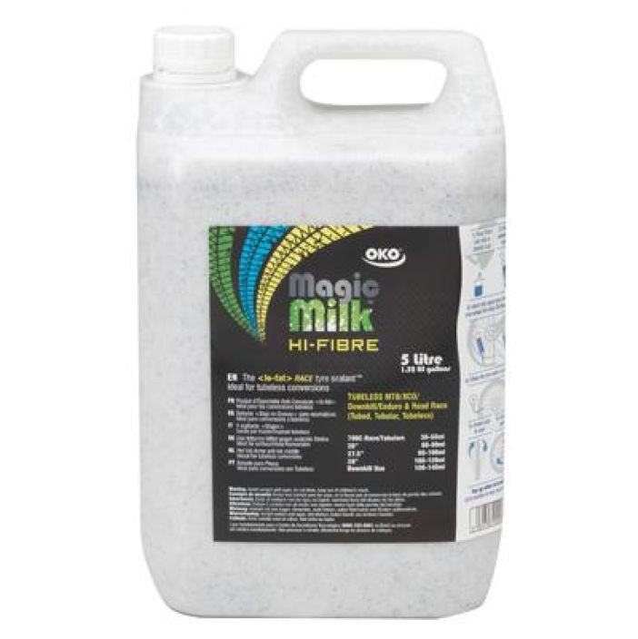 OKO Magic Milk 5L Hi-Fibre Uusi Hi-Fibre -Tubeless-neste Toimii myos talvella! Synteettisen latexin ja kuitujen ansiosta