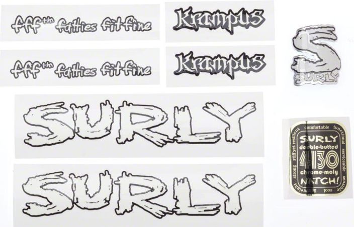 Surly Krampus Frame Decal Set with Headbadge White Runkotarrasarja Surly Krampus