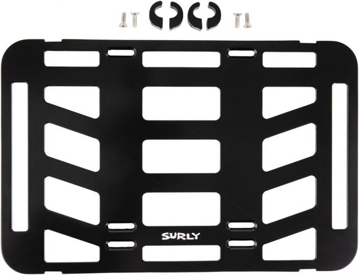 Surly TV Tray Rack Platform Vahva alumiininen &quot;tarjotin&quot; joka on tarkoitettu kiinnitettavaksi tavaratelineeseen antamaan