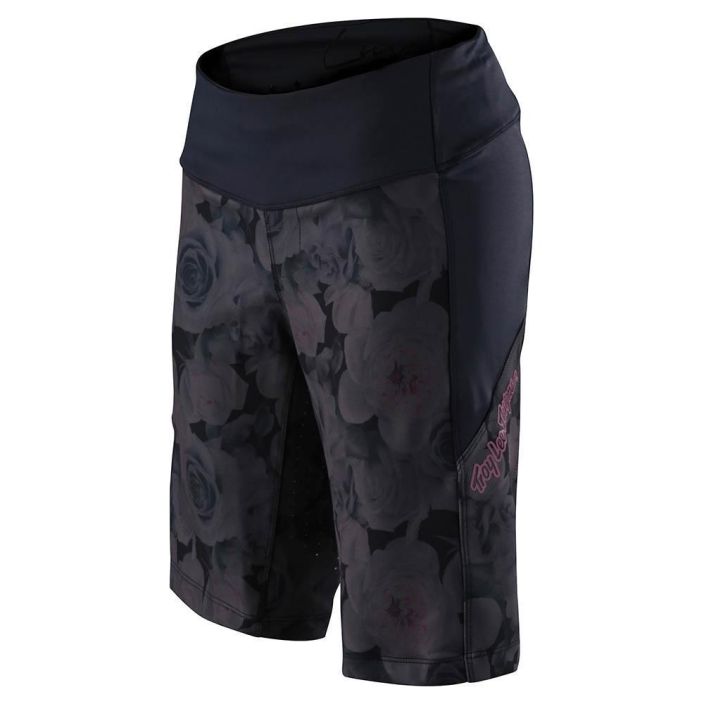 Troy Lee Designs Wmns Luxe Short Shell Floral Black Naisten maastoshortsit. Hyvin istuva leikkaus Vetoketjutaskut