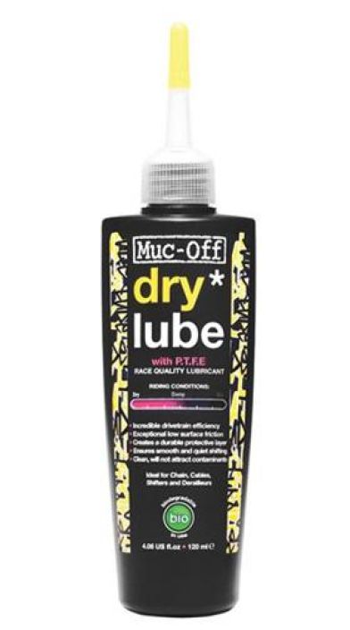 Muc-Off Dry Lube 120ml Ketjuoljy kuiville ja polyisille olosuhteille. 120ml pullo.