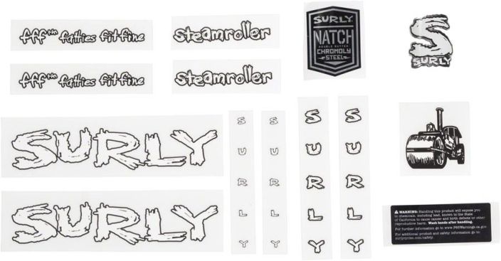 Surly Steamroller Decal Set - White New Runkotarrasarja Surly Steamroller Valkoinen