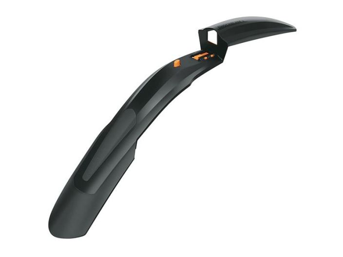 SKS Mudguard Shockblade Dark Front 29&quot; Pikakiinnitettava etulokasuoja. Kiinnittyy haarukan sisareikaan. Pituus 680mm Paino