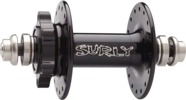 Surly Ultra New Disc Front Hub - QR x 100mm 6-Bolt Black 32h Etunapa QR 100mm 32h 6-pulttilevylle