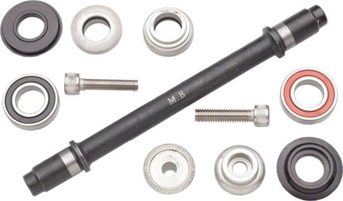 Surly Ultra New Hub Axle Kit for 135mm Front or Rear Black Akselikitti laakerien kanssa Surlyn New ja Ultra New -135mm etu-