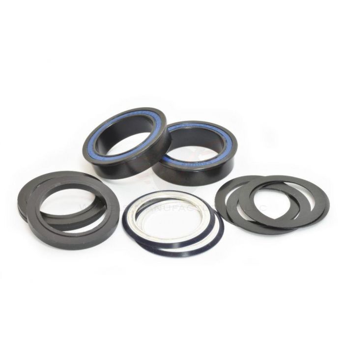 Wheels BB86 to 30MM DUB Flanged, Dual Row PressFit 86/92 Black Oxide Bearings: Enduro Dual-Row ABEC-3 Material: Steel balls