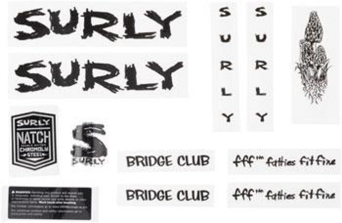 Surly Bridge Club Frame Decal Set - Black Runkotarrasarja Bridge Club Musta