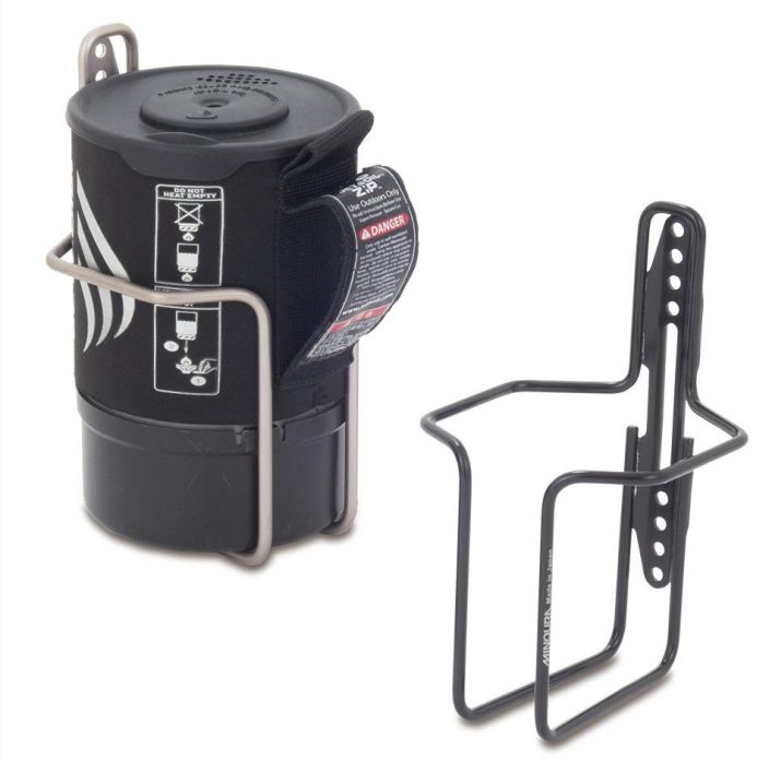 Minoura JB-95EX Camping Stove Holder Black Pullotelineen ruuveihin sopiva retkikeitinteline. Jetboil keittimelle. Musta.