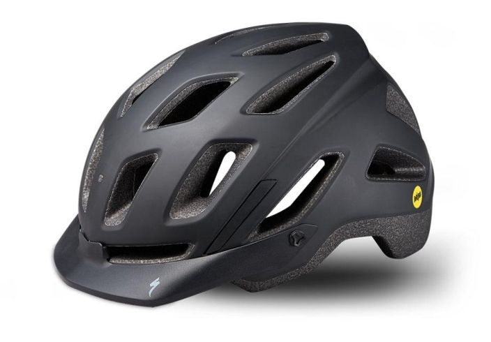 Specialized Ambush Comp e-Bike with ANGi Black Kypara joka soittaa apua tarvittaessa. Hyvin suojaava ja tukevasti paassa