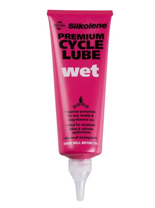 Silkolene Wet Lube Erittain hyva ketjuoljy kosteisiin keleihin tai pitkiin suorituksiin. Loistava kulutuskesto. 100ml tuubi