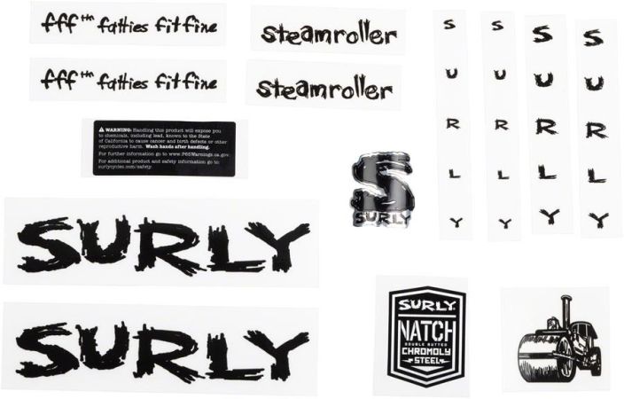 Surly Steamroller Decal Set - Black New Runkotarrasarja Surly Steamroller Musta