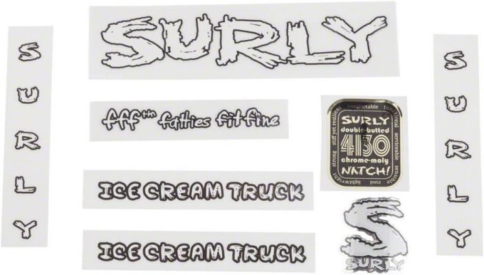 Surly Ice Cream Truck Frame Decal Set White Runkotarrasarja Surly Ice Cream truck
