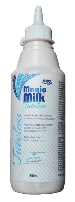 OKO Magic Milk 500ml New Tubeless-neste. Taysin uudistettu seos. Nyt notkeampana. Paikkaa jopa 6mm reiat. Pysyy renkaassa